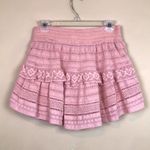 Aerie Women’s Pink Crochet Lace Elasticized Waist Tiered Mini Skirt Photo 0