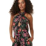 MISA Los Angeles NEW MISA Halter Kora Floral Jumpsuit with Pockets Black Size XS retail $470 Photo 2