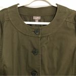 J.Jill ‎ green army utility button down jacket. Cotton stretch women’s size 12 Photo 2