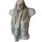 Liz Claiborne Scarf Silk Soft Green Floral Rose Design 17x 56" Vintage EUC Photo 1