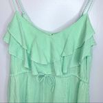 Free People  Flutter Away Green Stripe Ruffle‎ Dress Size S Photo 7