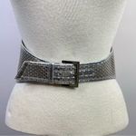 Fendi Metallic Silver Leather PVC wide cinch belt 2007 runway Womens FLAWED Photo 0