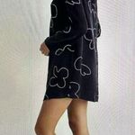 Madewell Erika Cupro Shift Mini Dress Long Bell Sleeve Black Patterned Size XXS Photo 4