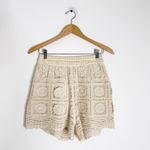 Rebellion  Crochet Knit Shorts Women’s Size M Ivory Boho Festival Lined Photo 2