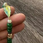 Erimish Vintage  Signed Green Jade Beaded Glass Women’s Stretch Bracelet Sz 7 Photo 3