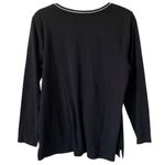 Denim & Co NWOT Essentials Long Sleeve Shirt with Lurex Trim Size Large Black Photo 1