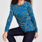 I.N.C Blue Chain Print Women's Top Size XL Photo 0