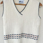VTG 70s Bernie’s Brood Cream Knit Sweater Vest Womens Size Small Preppy Academia Photo 0