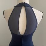 B Darlin Fit & Flare Halter Mini Dress sz 1/2 Navy Blue Mesh Cutout Party Dress Photo 8