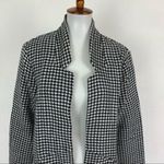 Caslon  Medium Black White Houndstooth Open Front Long Sleeve Lightweight Jacket Photo 1
