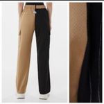 Bershka  Black/Tan Contrasting Two-Tone Straight-Fit Cargo Pants 2 tailored $98 Photo 2