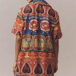 Farm Rio  Graphic Scalloped Mini Shirt Dress, Size L Photo 2