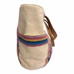 Boho Woven Canvas Tote Colorful Stripe Tassel Artisan Bag India Pink Photo 4