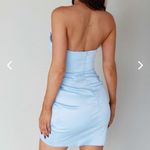 Selfie Leslie  Blue Strapless Satin Dress Photo 1