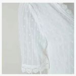 Amazon Women’s Chiffon Lace V-Neck Short Sleeve Top in White Photo 3