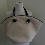 ANINE BING  Large Taylin Linen Tote Bag Beige Black with Dust Bag Sold Out Photo 3