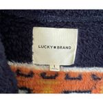 Lucky Brand Western Geo Print Full Zipper Fleece Jacket Navy Blue Brown Large Photo 7