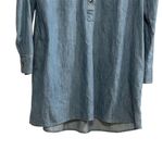 Loft Ann Taylor  Women's M Blue Denim Long Sleeve Tunic Dress Short Side Pockets Photo 12