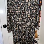 Peruvian Connection  Black/Brown Floral Long Sleeve Baby Doll Size Large Photo 3