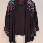 Forever 21 Forever‎ 21 Bohemian Embroidered Lightweight Gauze Cardigan Women's Small Black Photo 0