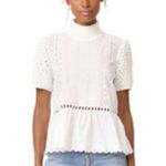 Sea Eyelet White Blouse With Bobble Knit Short Sleeves S Photo 2
