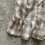 Tan and White gingham Checkered Dress Photo 3