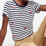J.Crew Embroidered Lips Striped Short Sleeve T Shirt Size XS Crew Neck Casual Photo 1