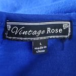 Vintage Rose Blue Top with Embroidered Martini Glass Design Red Size L Photo 5