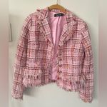 Teri Jon by Rickie Freeman Pink Preppy Wool/Silk Tweed Blazer Bow Jacket Blazer Size 2 Photo 0