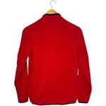 L.L.Bean  1/4 Zip Fleece Sweatshirt Red Navy Trim Small Photo 1