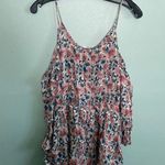 ASTR  the Label Cold Shoulder Pink Blue Floral Boho Summer Romper SZ S Photo 6