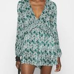 Topshop NWT Green Floral Print Pleated Romper Size 6 Photo 0