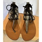 Sorel Boho Summer Boot Distressed Black Leather Lace Up Cage Sandals Size 9 Photo 5