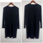 Eileen Fisher Black Long Sleeve M Tunic Top T-Shirt dress Minimalist Stretch Photo 1