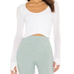Michael Lauren NWT Revolve White Salvatore V-Neck Ruched Front Crop Top Large Photo 2