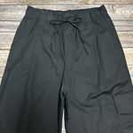 ZARA Black Wide Leg Elastic Waistband Toe Pleated Cargo Pocket Pants Small NWT Photo 1