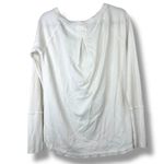 Free People  We The Free Cream White Waffle-Knit Long Sleeve Frayed Hem Shirt Photo 3