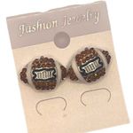 Football Post Earrings Brown Rhinestone Photo 0