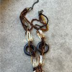 Signed CG Goldstone Thermoset Seed Bead Necklace w Wood Accents CHUNKY 1960s Gold Photo 13