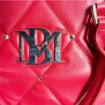 Badgley Mischka  Red Quilted Satchel with Studded Detail Purse Handbag Photo 2