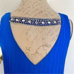 Sequin Hearts  Blue Dress Prom Formal Holiday Accordion Shift Rhinestones Medium Photo 6
