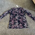 Style & Co New  Blue Purple White Leaf Printed Scoop-Neck Long Sleeve Top XS Photo 10