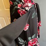 Lulus Black Floral Wrap Dress Elegant Party Midi Wedding Sundress Medium Photo 6