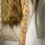 a.gain S/M Faux Fur Collar Wool Knit Cardigan Mob Wife Lace Up Dolman Sweater Photo 5