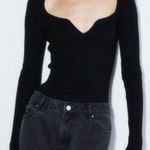 H&M black ribbed knit sweetheart neckline top/sweater, size small Photo 0