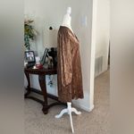Adrienne Adriane Metallic Bronze Pleated V-Neck Dress Size M Made in USA Photo 2