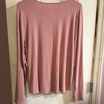 SO  Women's Blush Color Lace-Up  Ribbed Long Sleeve Top Photo 3