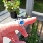 Boutique Sapphire Diamond Ring | Platinum Plated 925 Sterling Silver Size 8 Photo 0