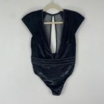 Victoria's Secret  Black Studded Velvet Mesh Deep V Bodysuit‎ Plunge Size M Photo 1