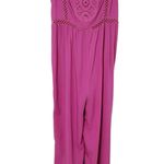 RusstyDussty Boho Pink Wide Leg Jumpsuit NWT Size XL Pink Crochet Jumpsuit Photo 0